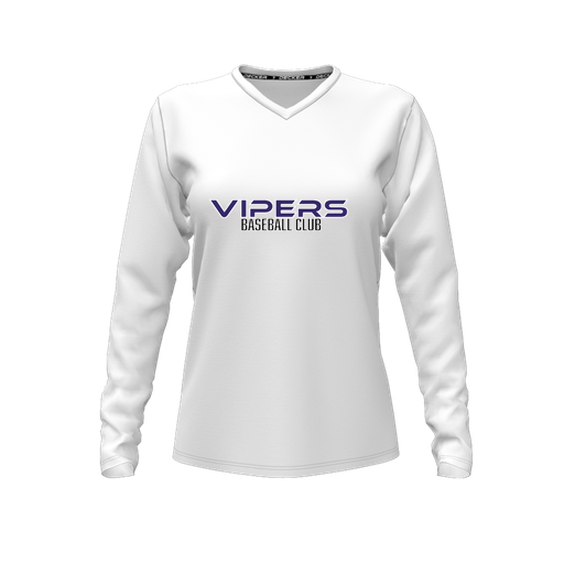 [CUS-DFW-TEES-CMF-VNK-LSL-WHT-FYXS-LOGO3] Comfort T-Shirt (Female Youth XS, White, V Neck, Logo 3, Long Sleeve)