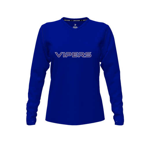 [CUS-DFW-TEES-CMF-VNK-LSL-RYL-FYXS-LOGO2] Comfort T-Shirt (Female Youth XS, Royal, V Neck, Logo 2, Long Sleeve)