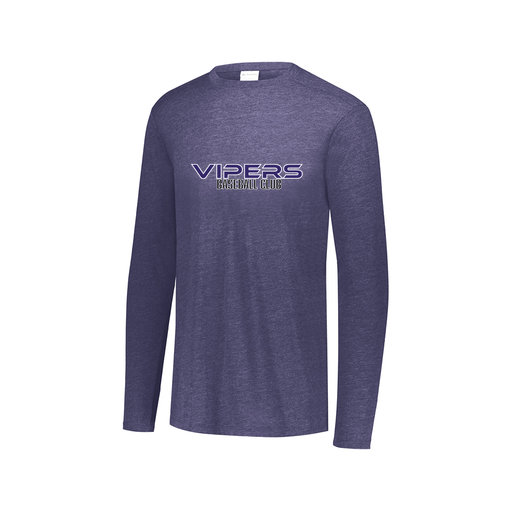 [3075.U22.XS-LOGO3] Decker Men's Tri-Blend T-Shirt - Long Sleeve (Adult XS, Navy, Logo 3)