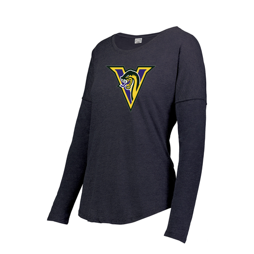[FTLCUBNV-FAS-LOGO1] Decker Women's Tri-Blend T-Shirt - Long Sleeve (Female Adult S, Navy, Logo 1)